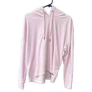 DNKY women’s size medium pink velour pullover hoodie athleisure wear casual .